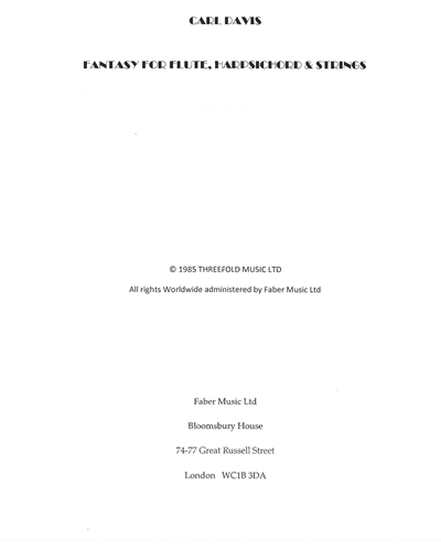 Fantasy for Flute — Carl Davis