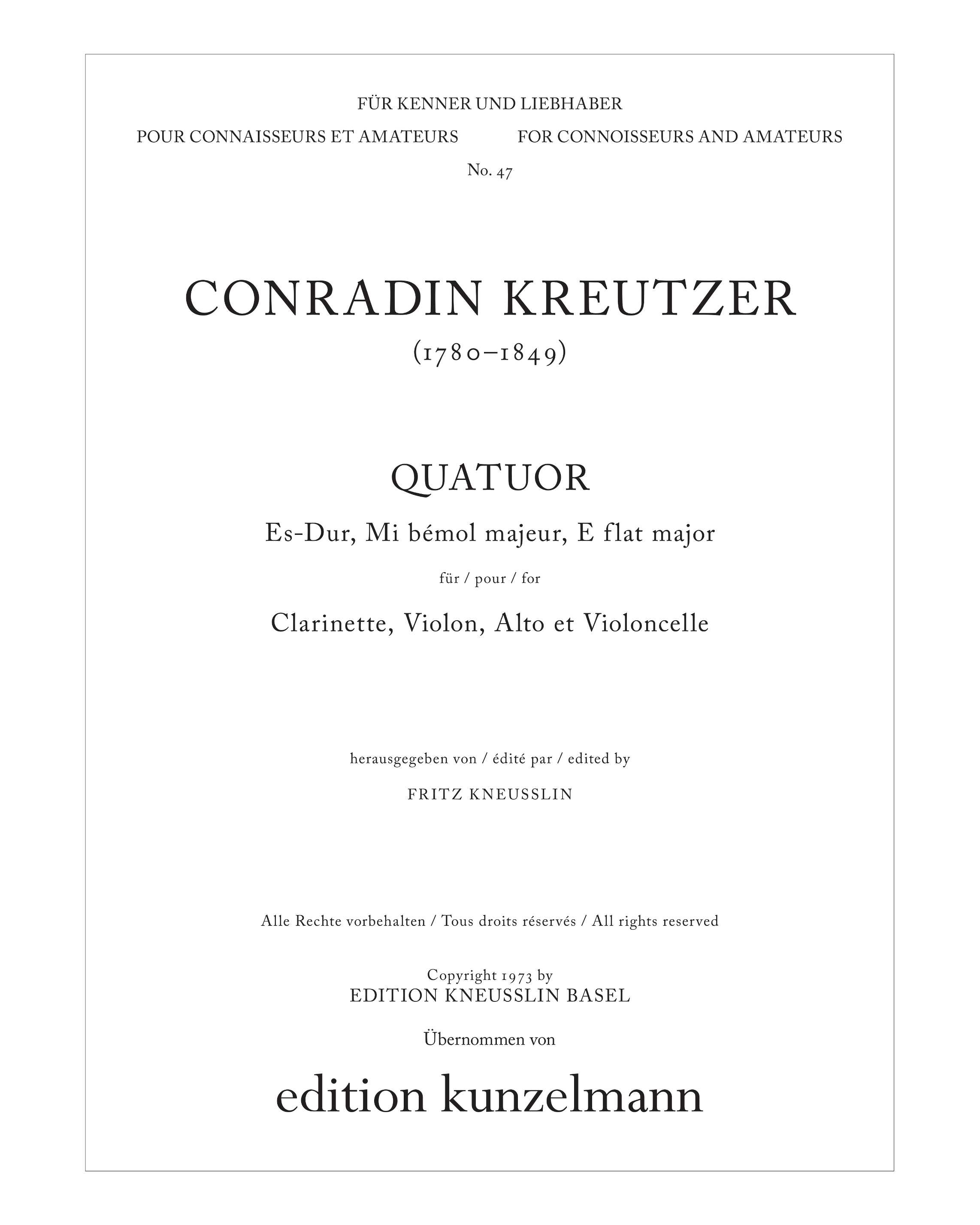 Quartet in E-flat major — Conradin Kreutzer