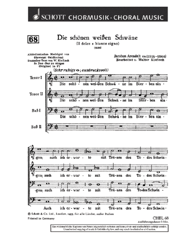 Die schönen weißen Schwäne — Jacques Arcadelt
