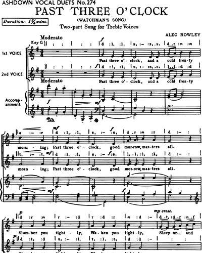 Past Three o'Clock (Watchman's Song) — Alec Rowley
