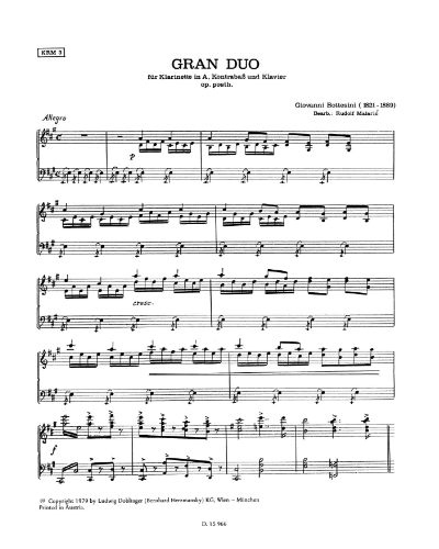 Gran Duo in A major, op. posth — Giovanni Bottesini