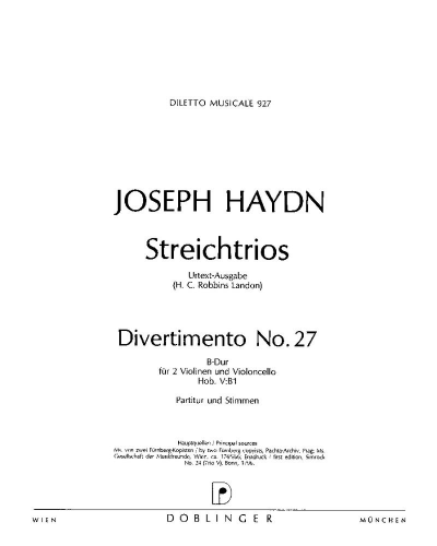 String Trio No. 27 in B-flat major, Hob. V:B1 — 海顿