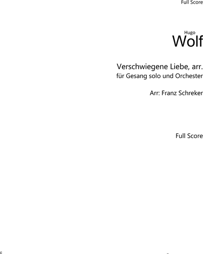 Verschwiegene Liebe, arr. — 胡戈·沃尔夫