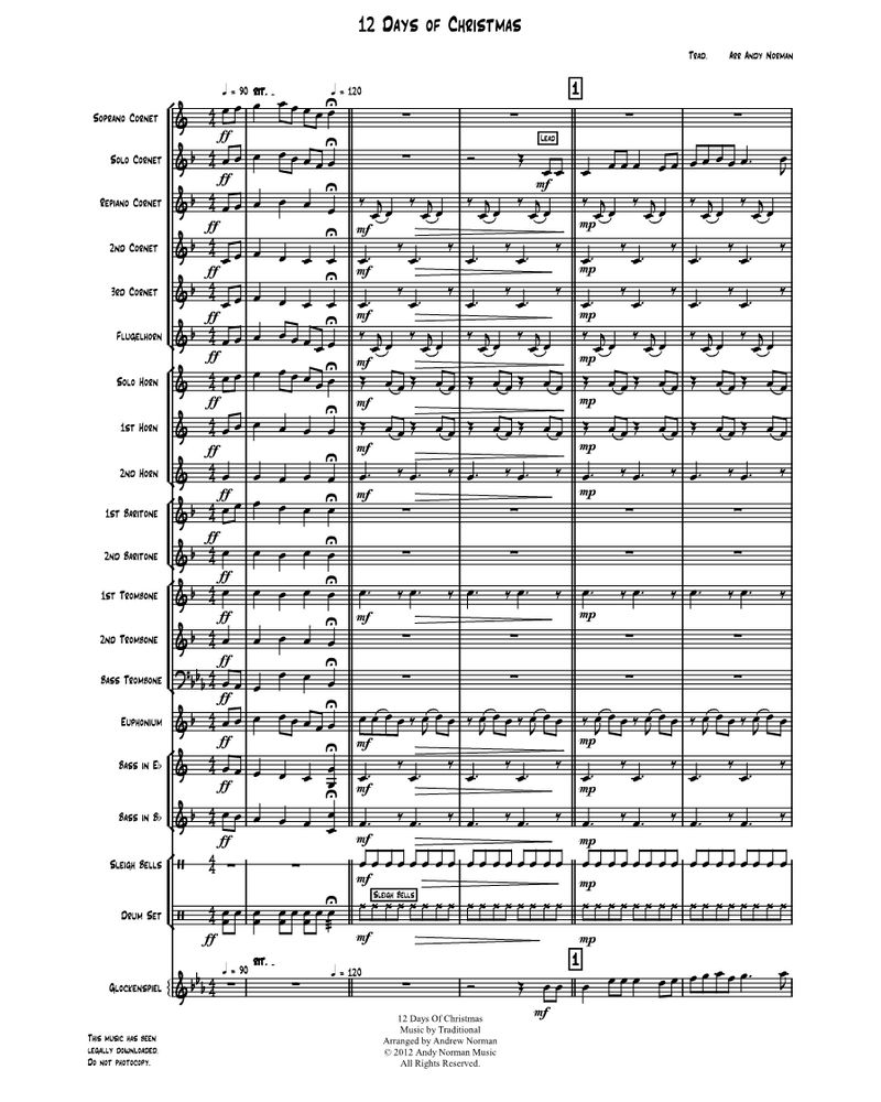 12 Days Of Christmas - for Brass Band — Traditional