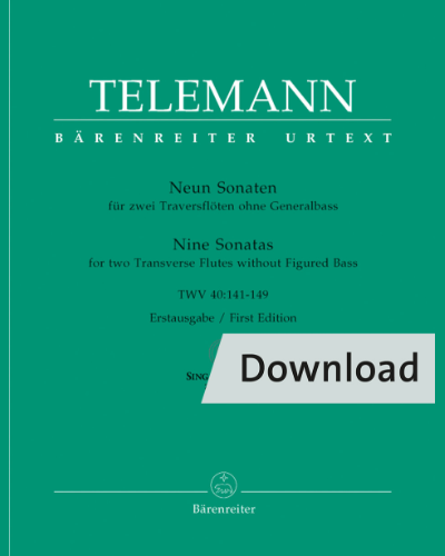 Neun Sonaten for Two Transverse Flutes without Figured Bass TWV 40:141-149 — 泰勒曼