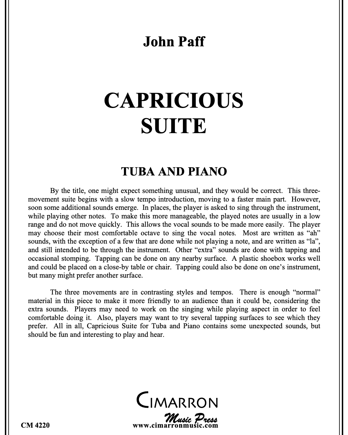 Capricious Suite — John Paff