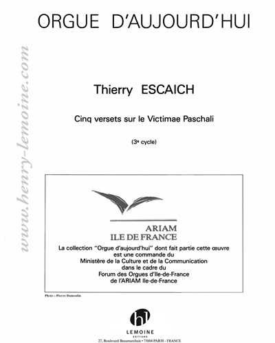 Five Versets on 'Victimae Paschali' — Thierry Escaich
