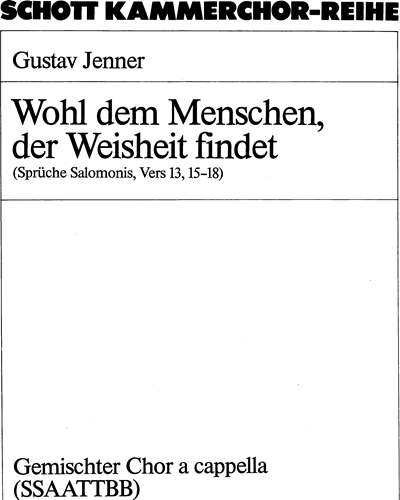 Wohl dem Menschen, der Weisheit findet — Gustav Jenner