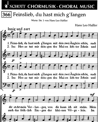 Feinslieb, du hast mich g'fangen — Hans Leo Hassler