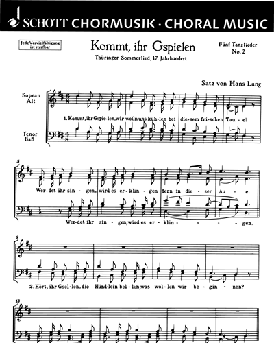 Fünf Tanzlieder — Hans Lang