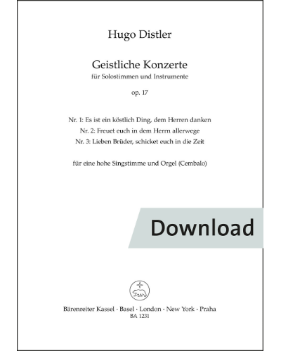 Geistliche Konzerte für Solostimmen und Instrumente op. 17 — Hugo Distler
