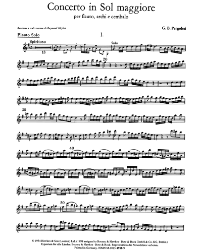 Flute Concerto in G major — Giovanni Battista Pergolesi