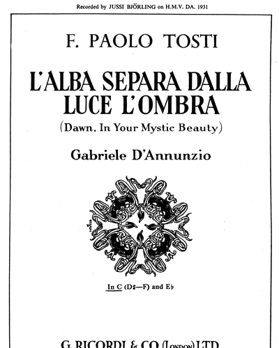 L'alba sepàra dalla luce l'ombra — 托斯蒂