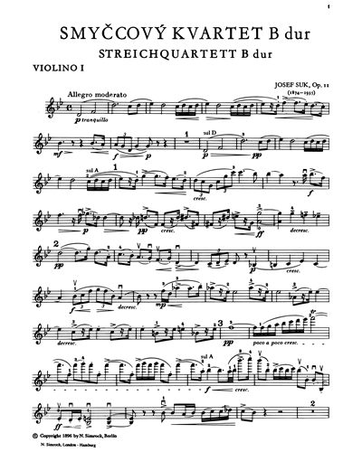 String Quartet in B-flat major, op. 11 — 约瑟夫·苏克