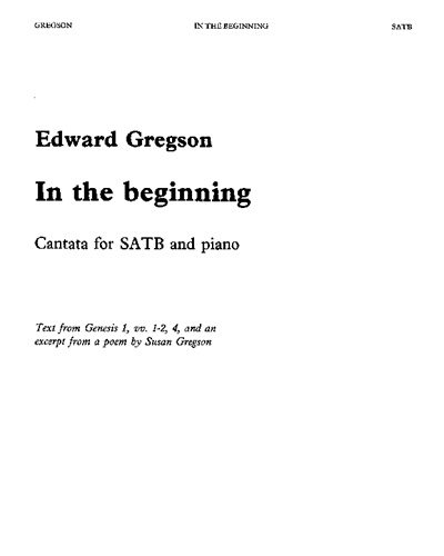 In The Beginning — Edward Gregson