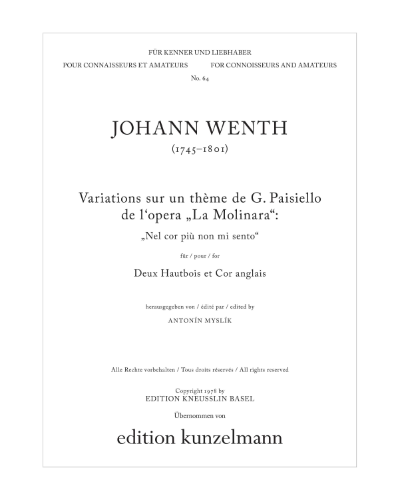 Variations on a theme by G. Paisiello (from 'La Molinara') — Johann Wenth