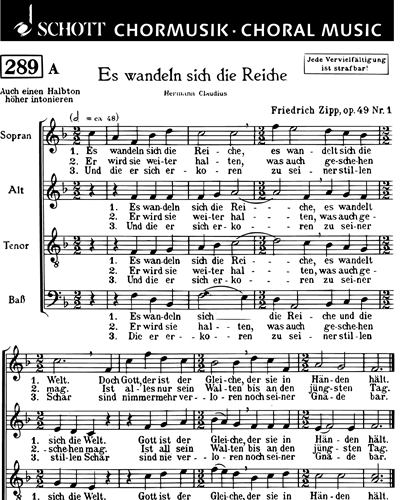 Es wandeln sich die Reiche / Eh ich mich niederlege — Friedrich Zipp
