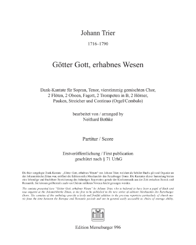 Götter Gott, erhabenes Wesen — Johann Trier
