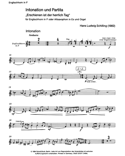 Intonation and Partita — Hans-Ludwig Schilling