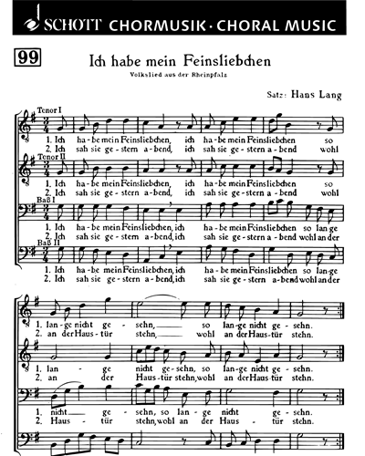 Ich habe mein Feinsliebchen — Hans Lang