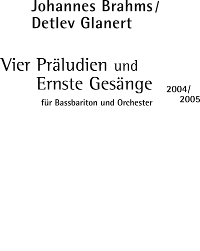 Four Preludes and Serious Songs — Detlev Glanert