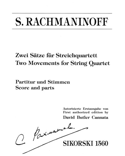 Two Movements [First Authorized Edition] — 拉赫玛尼诺夫