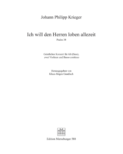 Psalm 34: Ich will den Herren loben alle Zeit — Johann Philipp Krieger