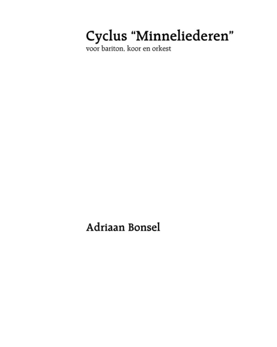Minneliederen Cycle — Adriaan Bonsel