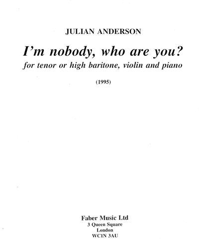 I'm nobody, who are you? — Julian Anderson