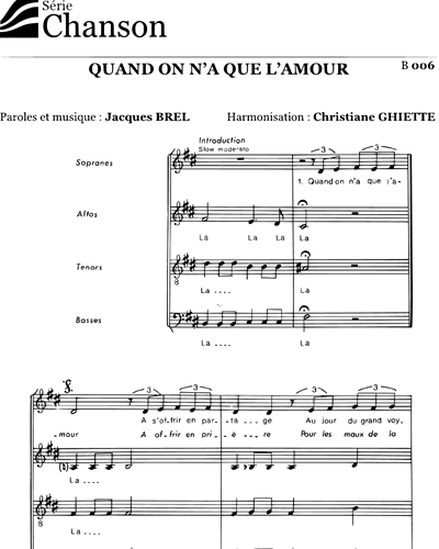 Quand on n'a que l'amour — Jacques Brel