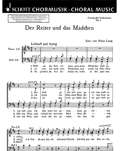 Fränkische Volkslieder — Hans Lang