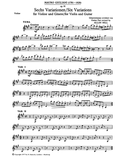 Six Variations in A major, op. 81 — Mauro Giuliani