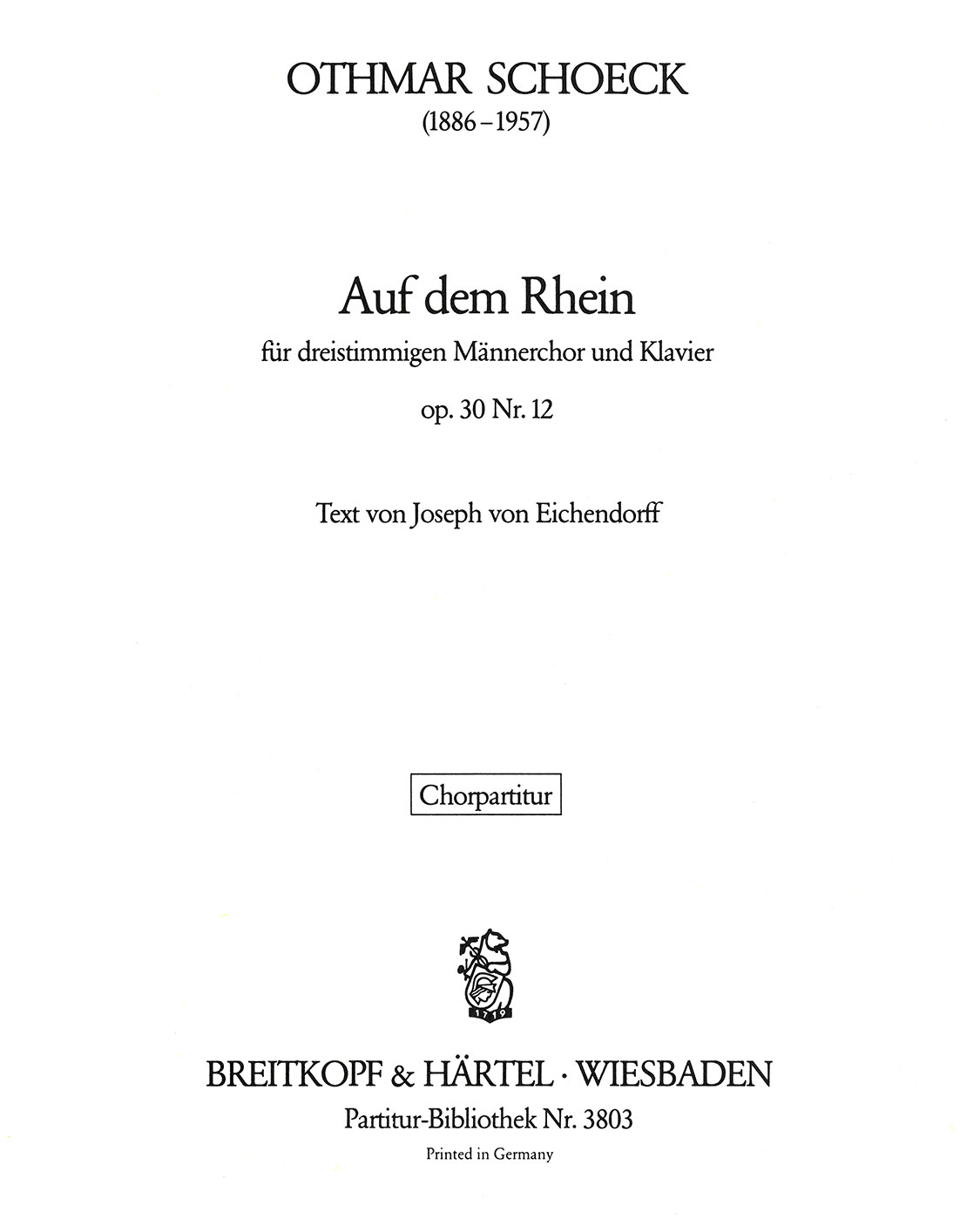 Auf dem Rhein op. 30/12 — Othmar Schoeck
