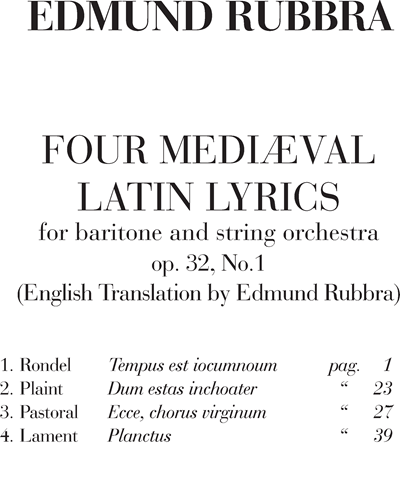 Four medieval Latin lyrics Op. 32 n. 1 — 埃德蒙·鲁布拉