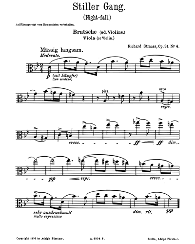 Stiller Gang, op. 31 No. 4 — 理查德·施特劳斯