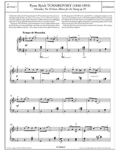 Mazurka, No. 10 (from 'Album for the Young'), op. 39 — 柴可夫斯基