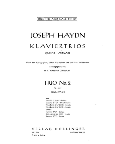 Piano Trio No. 2 in C major, Hob. XV:C1 — Joseph Haydn
