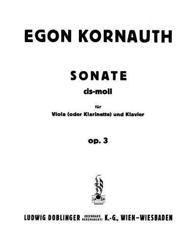 Sonata in C-sharp minor, op. 3 — Egon Kornauth