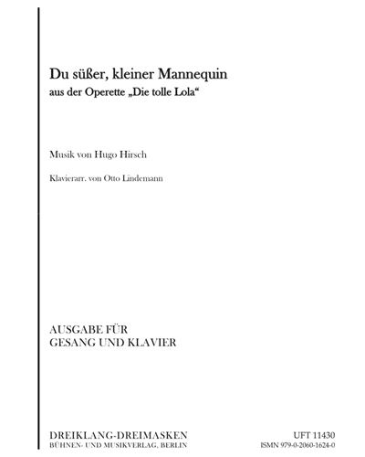 Du süßer, kleiner Mannequin (aus der Operette "Die tolle Lola") — Hugo Hirsch