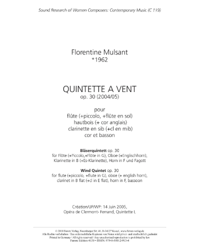 Quintet, op. 30 — Florentine Mulsant