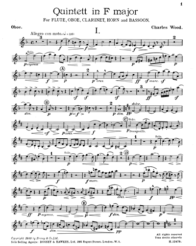 Quintet in F major — Charles Wood