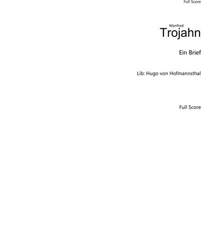 Ein Brief — Manfred Trojahn