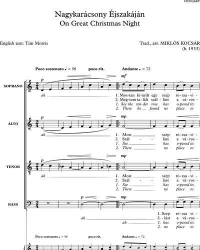 Nagykarácsony Éjszakáján (On Great Christmas Night) — Miklós Kocsár