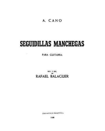 Seguidillas Manchegas — Antonio Cano