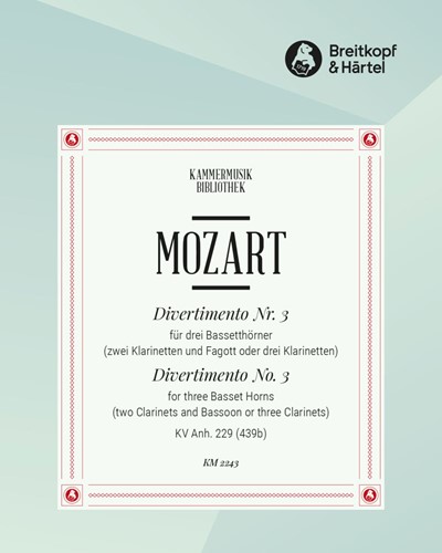 Divertimento No. 3 in C major, KV. Anh. 229 (439b) — Wolfgang Amadeus Mozart