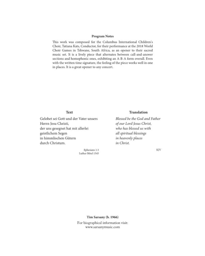 Gelobet sei Gott — Tim Sarsany
