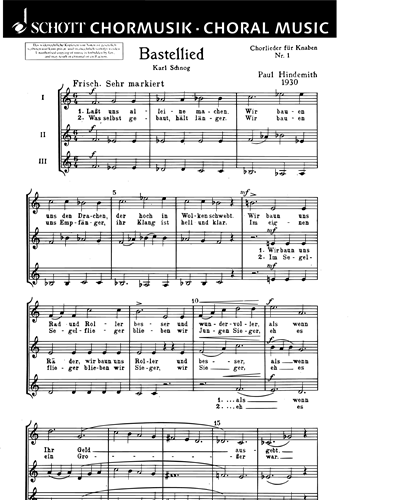 Chorlieder für Knaben — 欣德米特