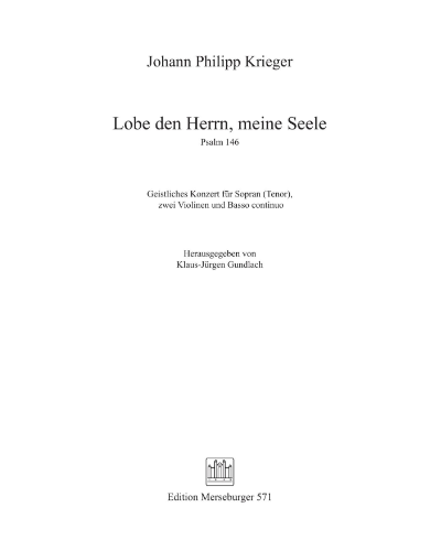 Psalm 146: Lobe den Herrn, meine Seele — Johann Philipp Krieger