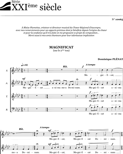 Magnificat sur le deuxième ton - Plénat — Dominique Plénant