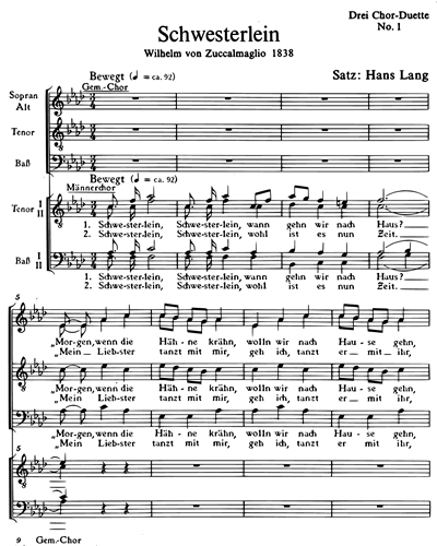 Drei Chorduette — Hans Lang